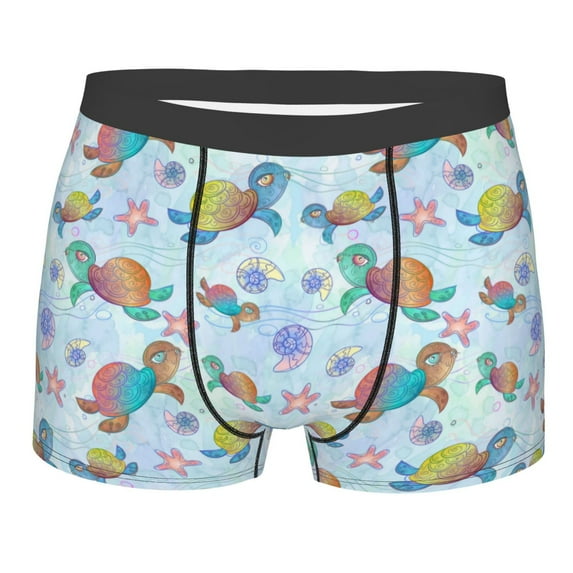 Bingfone Colorful Sea Turtle Men's Underwear - Casual Stretch Boxer Briefs-Small