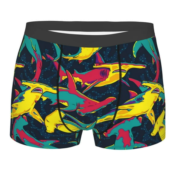 Bingfone Colorful Sharks Men's Underwear - Casual Stretch Boxer Briefs-Small