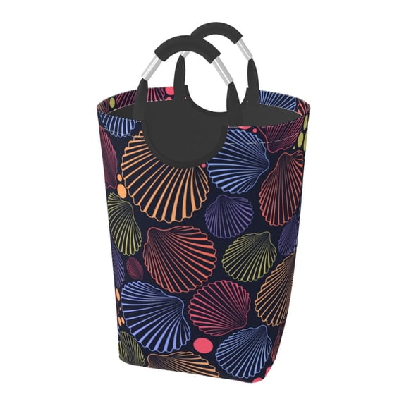 Bingfone Colorful Shells Laundry Hamper,Large Canvas Fabric Lightweight Storage Basket Toy Organizer Dirty Clothes Collapsible