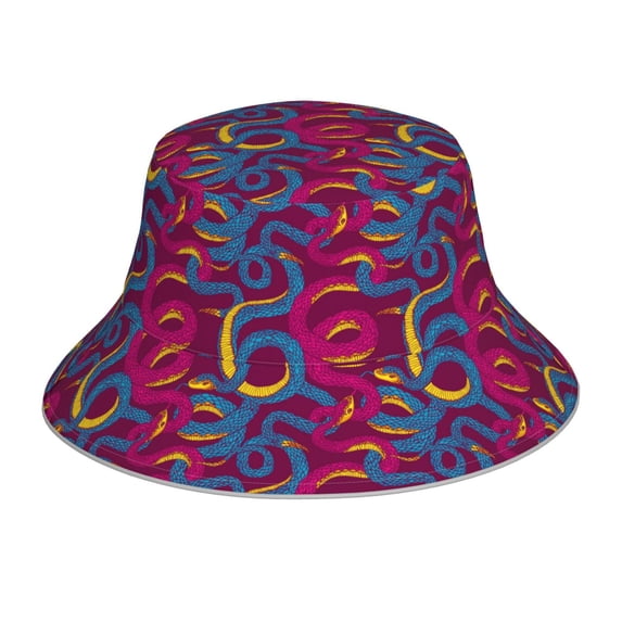 Bingfone Colorful Snake Bucket Hat for Men Women,Packable Reversible Printed Sun Hats,Fisherman Outdoor Travel Hiking Beach Caps