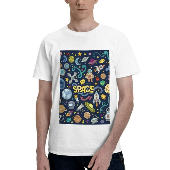 Bingfone Colorful Space Men'S Loose Fit Short-Sleeve Pocket T-Shirt