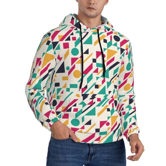 Bingfone Colorful Spots Men's Drawstring Hoodie Long Sleeve Pocket Sweatshirts-Large