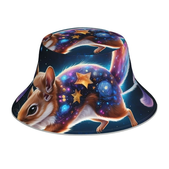 Bingfone Colorful Star River Squirrel Bucket Hat for Men Women,Packable Reversible Printed Sun Hats,Fisherman Outdoor Travel Hiking Beach Caps