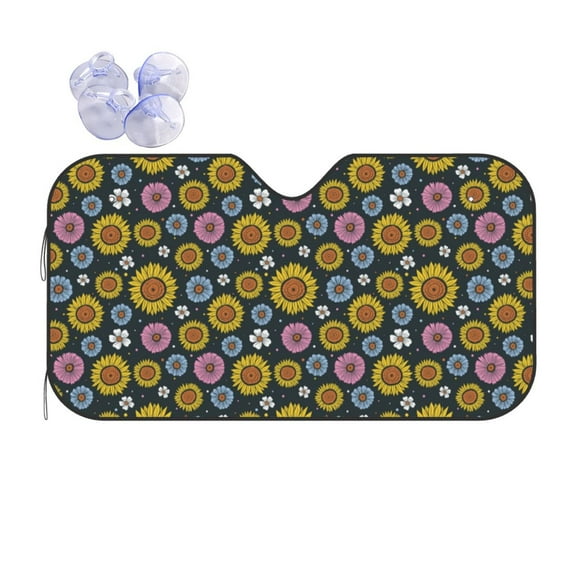 Bingfone Colorful Sunflowers Car Windshield Sun Shade Protector Keep Your Vehicle Cool Sun Shield Visor Cover Foldable for Car Truck SUV-Medium