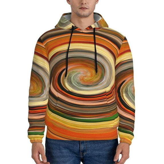 Bingfone Colorful Swirl Men'S Drawstring Hoodie Long Sleeve Pocket Sweatshirts-Medium
