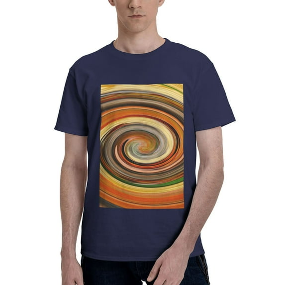 Bingfone Colorful Swirl Men'S Loose Fit Short-Sleeve Pocket T-Shirt