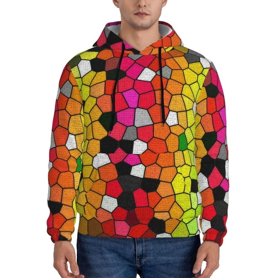 Bingfone Colorful Tie Dye Stained Glass 1 Men'S Drawstring Hoodie Long Sleeve Pocket Sweatshirts-Xx-Large