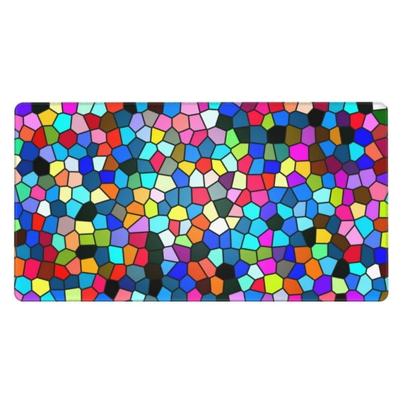 Bingfone Colorful Tie Dye Stained Glass 2 Large Gaming Mouse Pad,Extended Desk Mousepad With Stitched Edges,Non-Slip Base,Water Resist Keyboard Pad For Gamer, Office & Home, 29.5 X 16 In