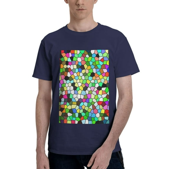 Bingfone Colorful Tie Dye Stained Glass Men'S Loose Fit Short-Sleeve Pocket T-Shirt