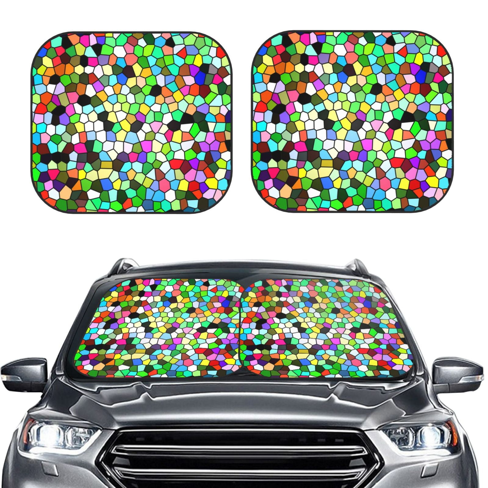 Mosaic Colorful Print Pattern Car Sun Shade