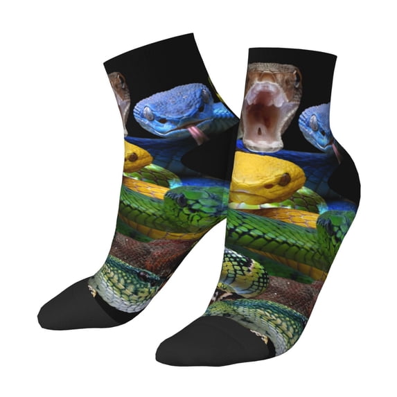 Bingfone Colorful Viper Snake Design Patterned Men's Women's Casual Cotton Socks