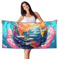 thumbnail image 1 of Bingfone Colorful Whimsical Earth Oversized 27.7x55 Inches Beach Towel, Super Absorbent Soft Plush Pool Towel, Bath Towel for Travel Sports Pool Swimming Bath Camping Yoga Girls Women Adults, 1 of 6