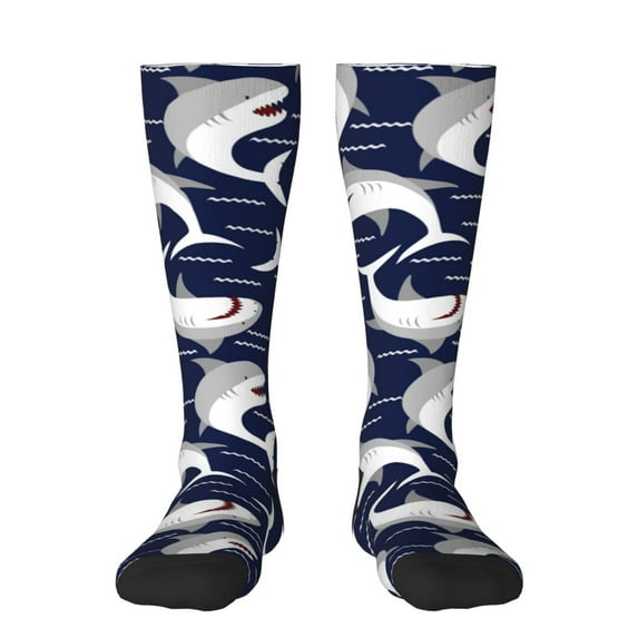 Bingfone Compression Socks For Women And Men Long Socks For Running Athletic Cycling Nurse-Angry Shark
