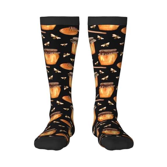 Bingfone Compression Socks For Women And Men Long Socks For Running Athletic Cycling Nurse-Bee And Honey