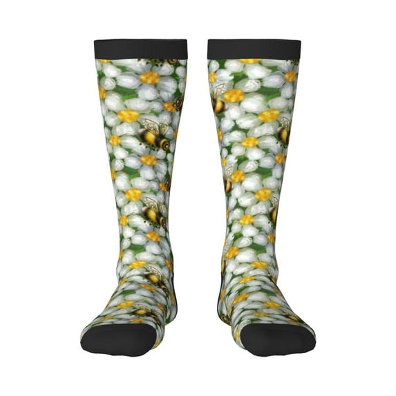 Bingfone Compression Socks For Women And Men Long Socks For Running Athletic Cycling Nurse-Bees And Flower