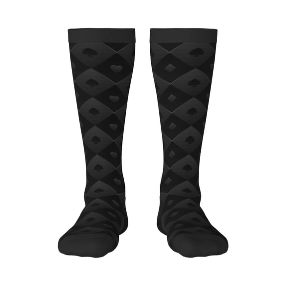 Bingfone Compression Socks For Women And Men Long Socks For Running Athletic Cycling Nurse-Black Poker