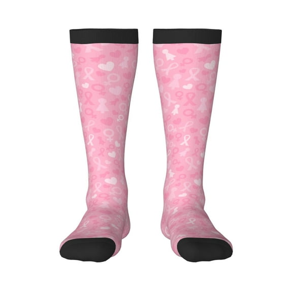 Bingfone Compression Socks For Women And Men Long Socks For Running Athletic Cycling Nurse-Breast Cancer Awareness