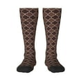 thumbnail image 1 of Bingfone Compression Socks For Women And Men Long Socks For Running Athletic Cycling Nurse-Brown Gold Grid, 1 of 9