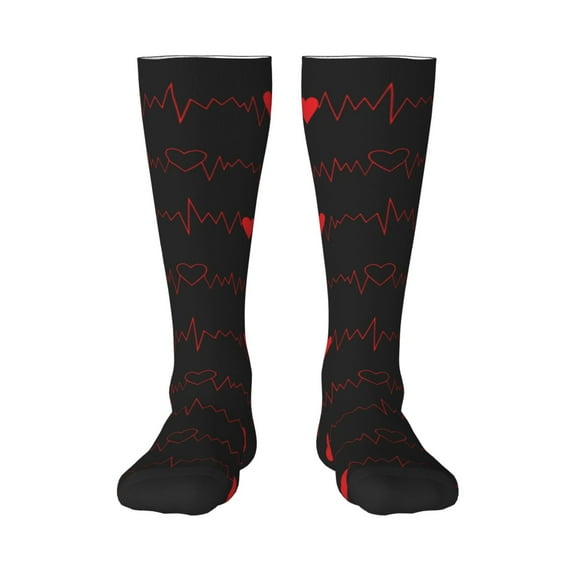 Bingfone Compression Socks For Women And Men Long Socks For Running Athletic Cycling Nurse-Cardiogram And Heart