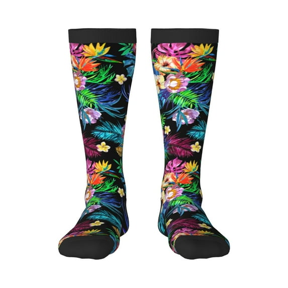 Bingfone Compression Socks For Women And Men Long Socks For Running Athletic Cycling Nurse-Colorful Flowers