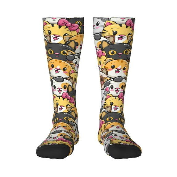Bingfone Compression Socks For Women And Men Long Socks For Running Athletic Cycling Nurse-Cute Cat Cartoon