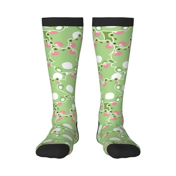 Bingfone Compression Socks For Women And Men Long Socks For Running Athletic Cycling Nurse-Cute Frog2
