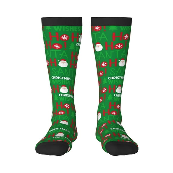 Bingfone Compression Socks For Women And Men Long Socks For Running Athletic Cycling Nurse-Cute Santa