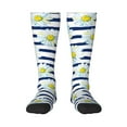 thumbnail image 1 of Bingfone Compression Socks For Women And Men Long Socks For Running Athletic Cycling Nurse-Daisy Striped Nautical, 1 of 9