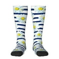 thumbnail image 1 of Bingfone Compression Socks For Women And Men Long Socks For Running Athletic Cycling Nurse-Daisy Striped Nautical, 1 of 9