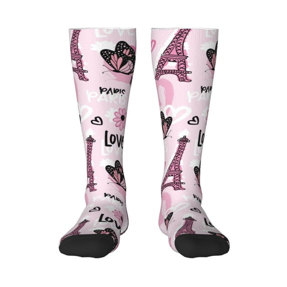 Bingfone Compression Socks For Women And Men Long Socks For Running Athletic Cycling Nurse-Eiffel Tower And Butterflies