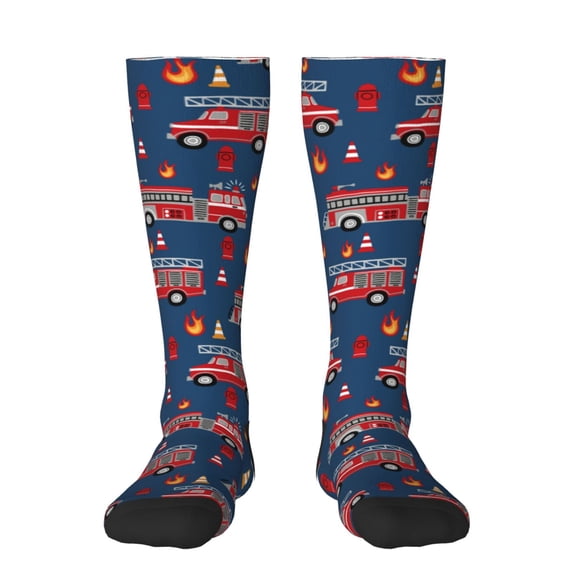 Bingfone Compression Socks For Women And Men Long Socks For Running Athletic Cycling Nurse-Fire Truck 1