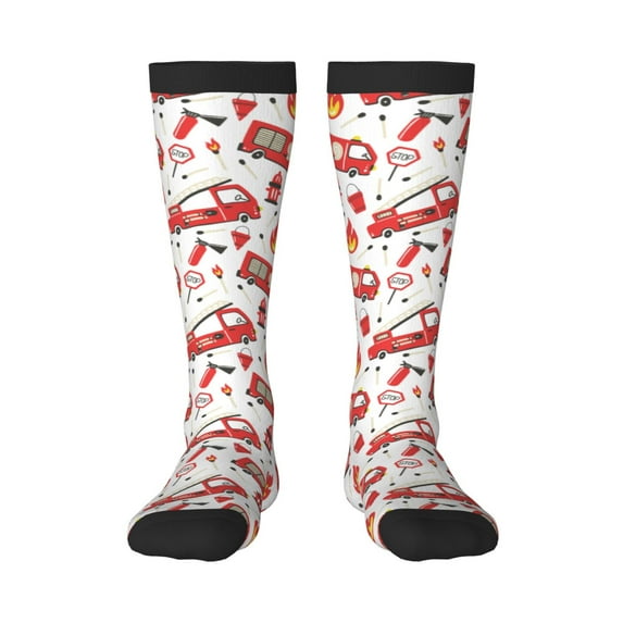 Bingfone Compression Socks For Women And Men Long Socks For Running Athletic Cycling Nurse-Fire Truck