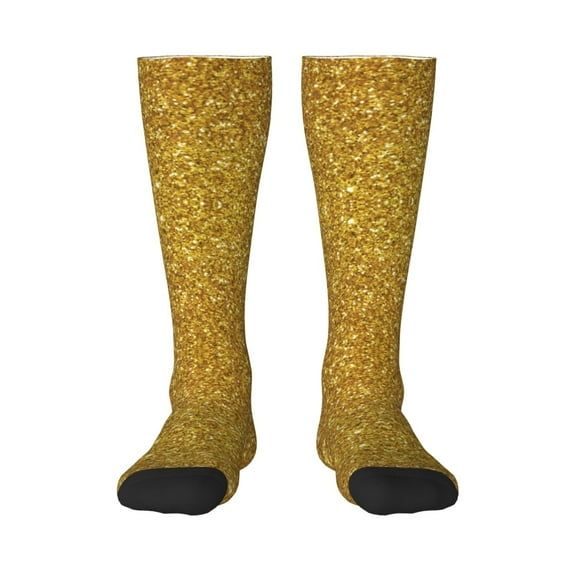 Bingfone Compression Socks For Women And Men Long Socks For Running Athletic Cycling Nurse-Gold Glitter