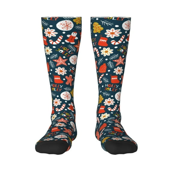 Bingfone Compression Socks For Women And Men Long Socks For Running Athletic Cycling Nurse-Holiday Christmas Cookies