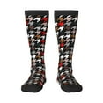 thumbnail image 1 of Bingfone Compression Socks For Women And Men Long Socks For Running Athletic Cycling Nurse-Houndstooth Green Red, 1 of 9