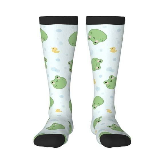Bingfone Compression Socks For Women And Men Long Socks For Running Athletic Cycling Nurse-Kawaii Frogs