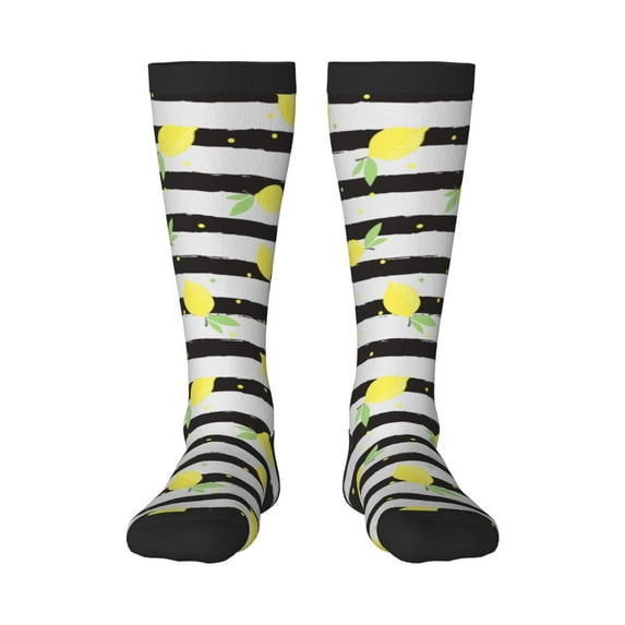 Bingfone Compression Socks For Women And Men Long Socks For Running Athletic Cycling Nurse-Lemon