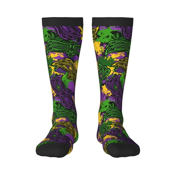 Bingfone Compression Socks For Women And Men Long Socks For Running Athletic Cycling Nurse-Mardi Gras7