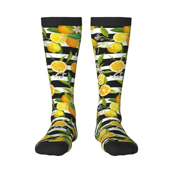 Bingfone Compression Socks For Women And Men Long Socks For Running Athletic Cycling Nurse-Orange And Lemon