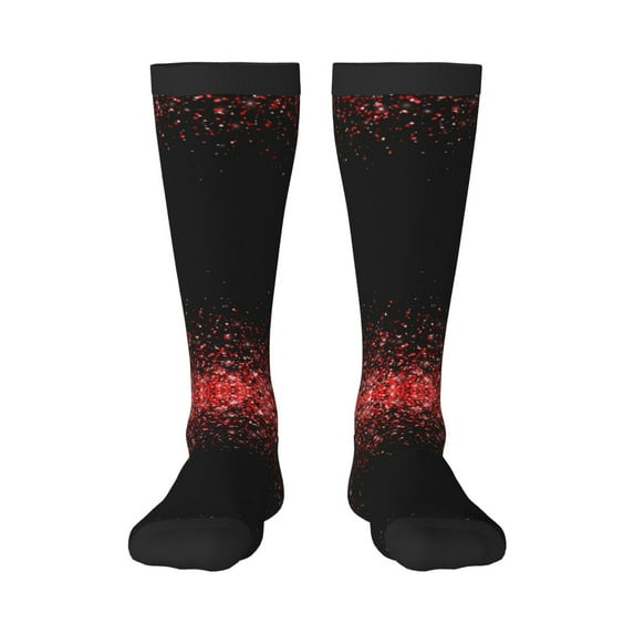 Bingfone Compression Socks For Women And Men Long Socks For Running Athletic Cycling Nurse-Red Glitter1