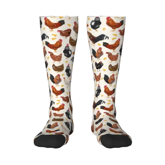Bingfone Compression Socks For Women And Men Long Socks For Running Athletic Cycling Nurse-Roosters And Chickens