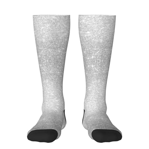 Bingfone Compression Socks For Women And Men Long Socks For Running Athletic Cycling Nurse-Silver Glitter