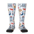 thumbnail image 1 of Bingfone Compression Socks For Women And Men Long Socks For Running Athletic Cycling Nurse-Watercolor Nautical, 1 of 9