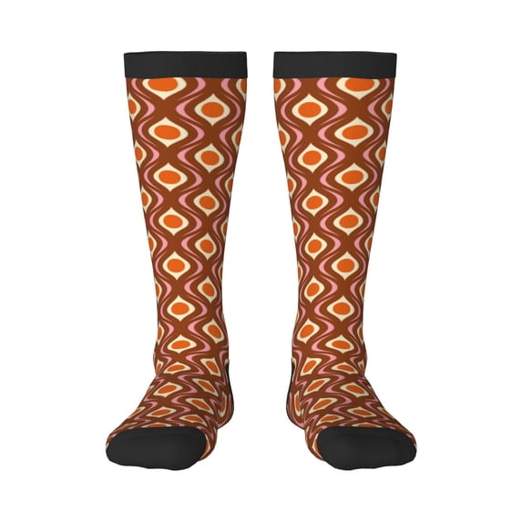 Bingfone Compression Socks for Women and Men Long Socks for Running Athletic Cycling Nurse-70's Retro