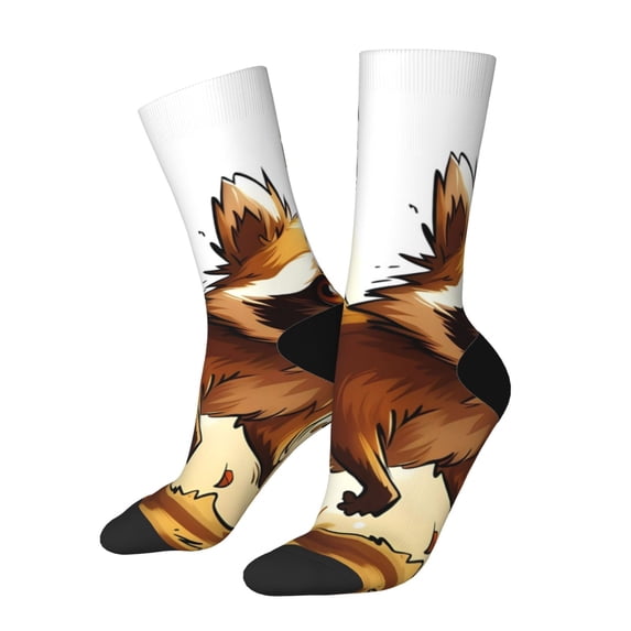 Bingfone Compression Socks for Women and Men Long Socks for Running Athletic Cycling Nurse- Autumn Raccoon In Forest