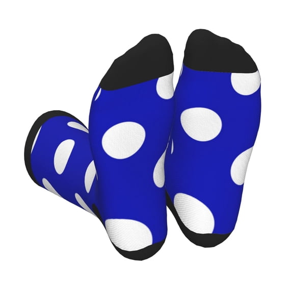 Bingfone Compression Socks for Women and Men Long Socks for Running Athletic Cycling Nurse- Blue And White Polka Dot