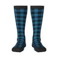 thumbnail image 1 of Bingfone Compression Socks for Women and Men Long Socks for Running Athletic Cycling Nurse-Blue Black Plaid, 1 of 1