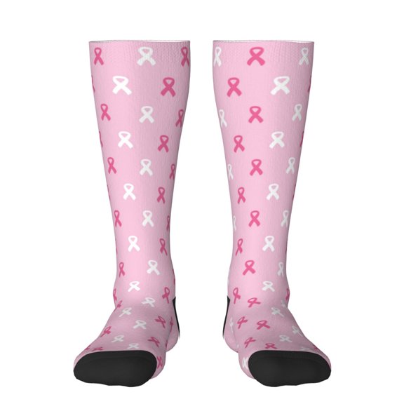 Bingfone Compression Socks for Women and Men Long Socks for Running Athletic Cycling Nurse-Breast Cancer Awareness5