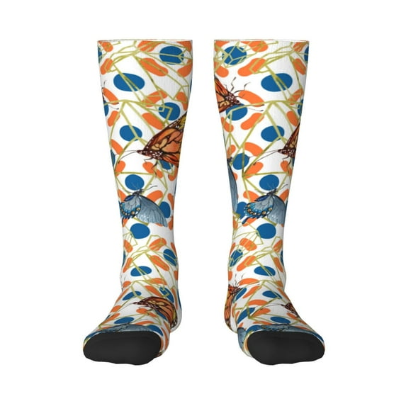 Bingfone Compression Socks for Women and Men Long Socks for Running Athletic Cycling Nurse-Butterflies Wild Insect