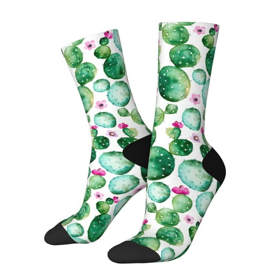 Bingfone Compression Socks for Women and Men Long Socks for Running Athletic Cycling Nurse- Cactus Plants